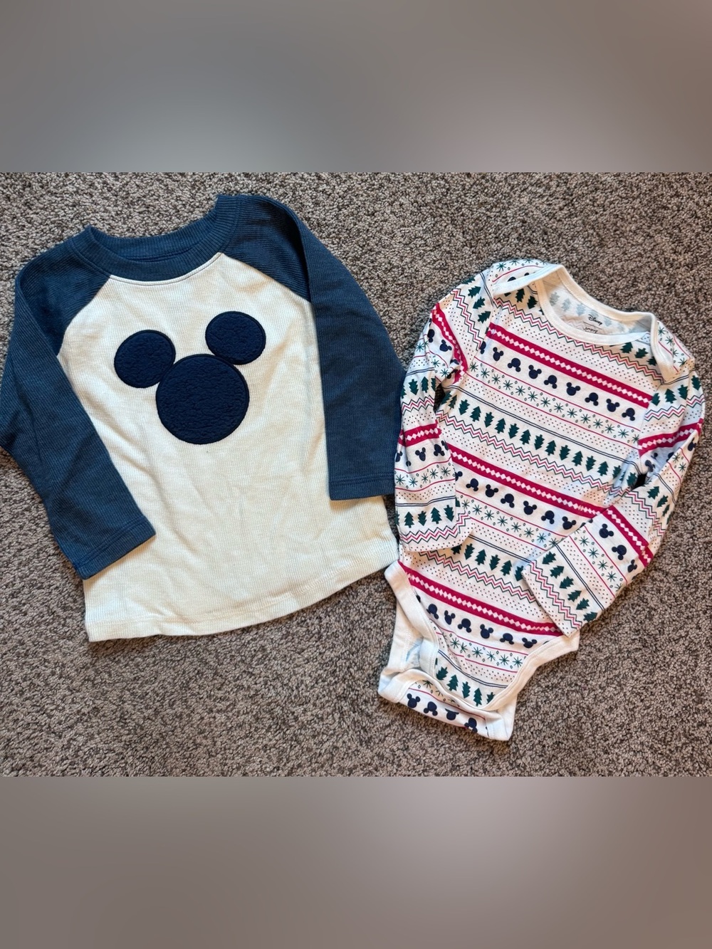 jumping beans Navy & Cream Mickey Raglan Long Sleeve Tee